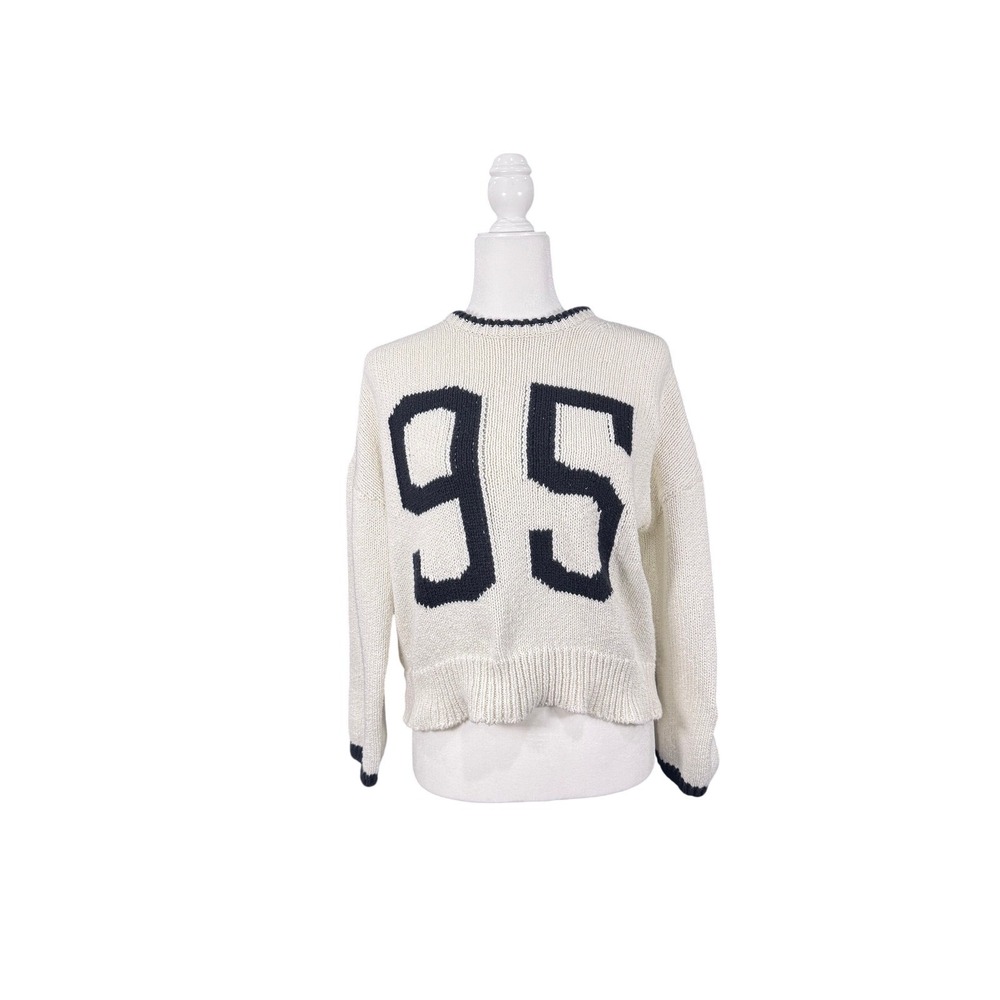 Porridge Sweater Cream Black 95 Graphic Knit Pullover Crew Neck Mens Small